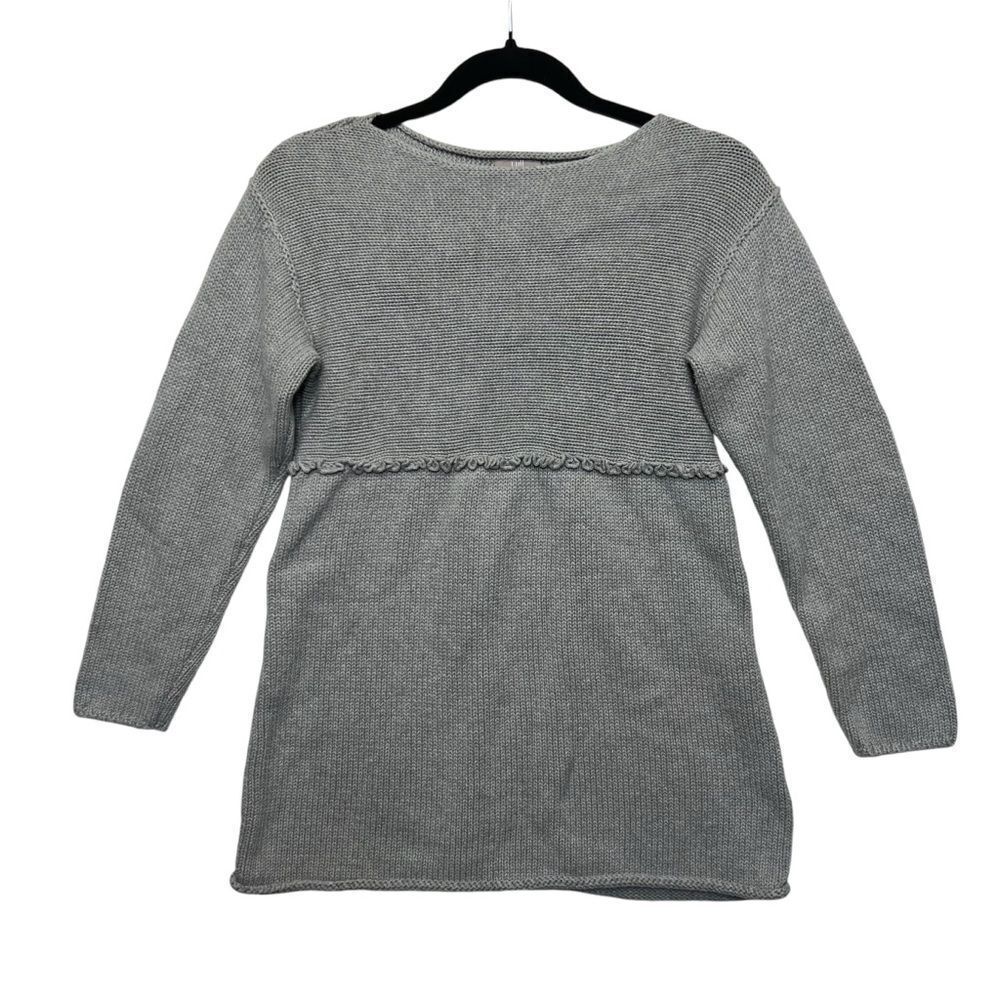 J. Jill Grey Knit Tunic Sweater Boat Neck S Petite- Measurements in pics